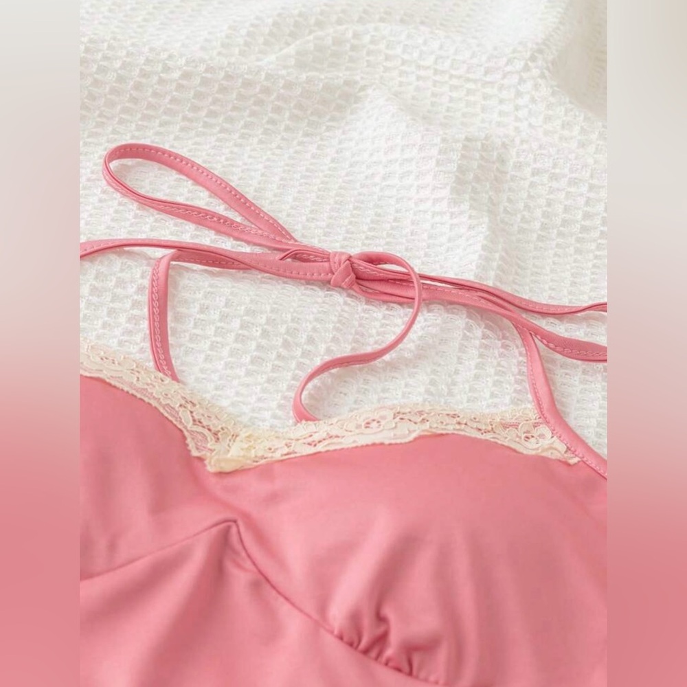 Lace Patchwork Halter Neck Asymmetrical Camisole … - image 2